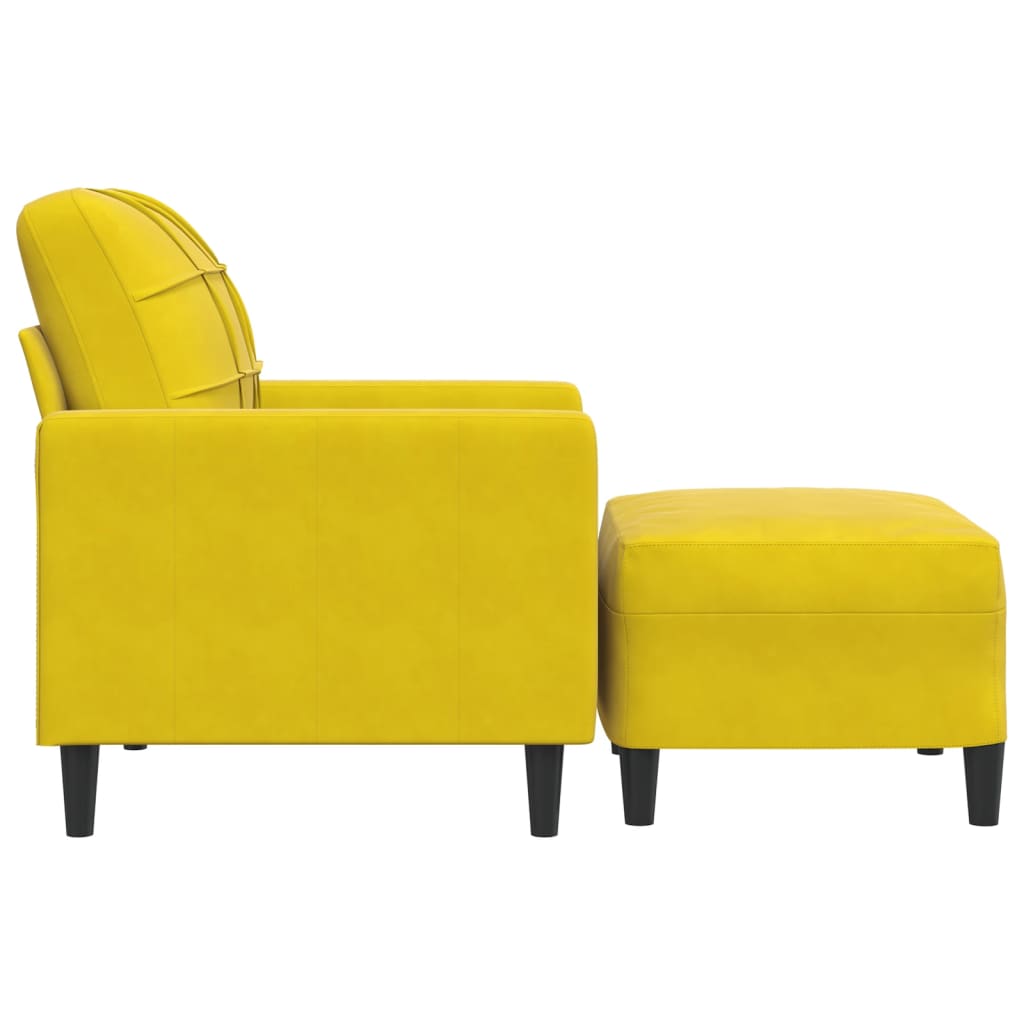 Poltrona com apoio de pés 60 cm veludo amarelo