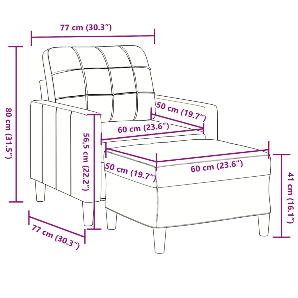 Poltrona com apoio de pés 60 cm veludo amarelo