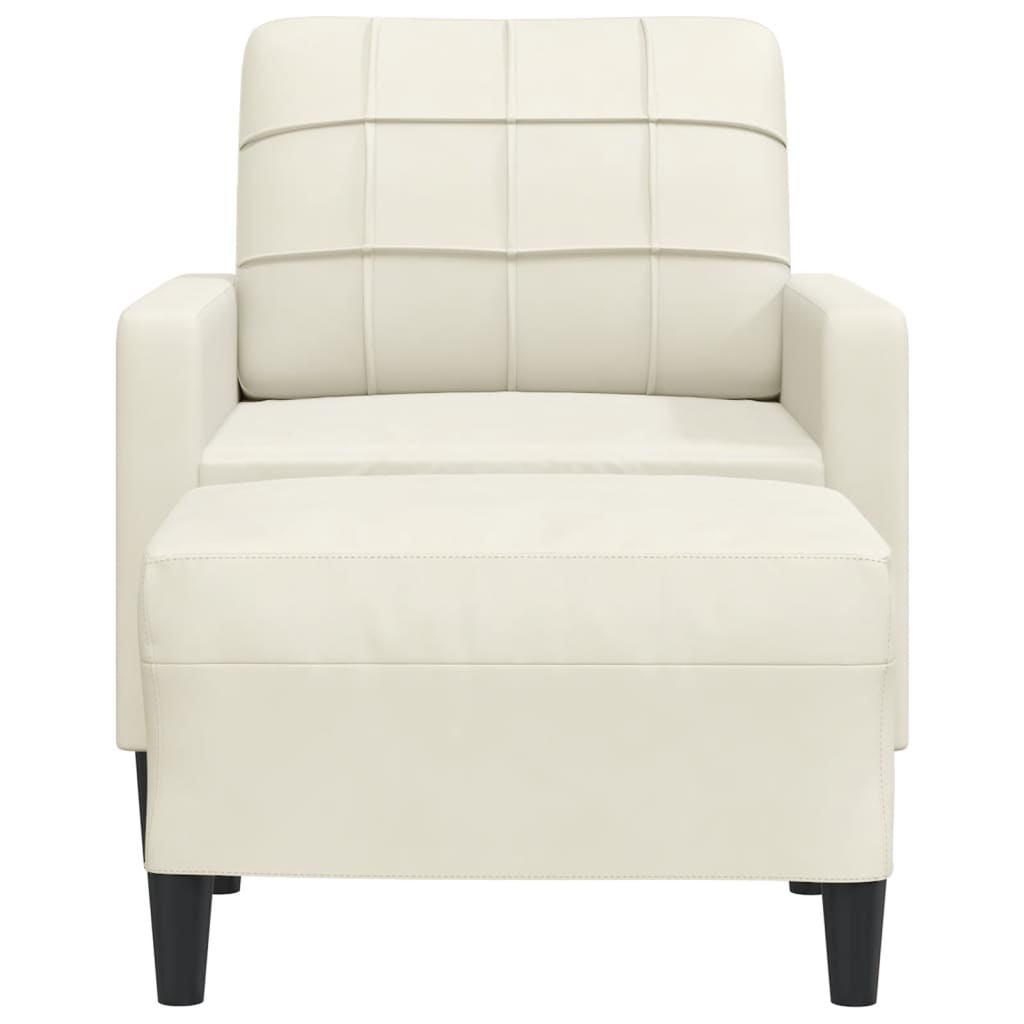 Poltrona com apoio de pés 60 cm veludo cor creme