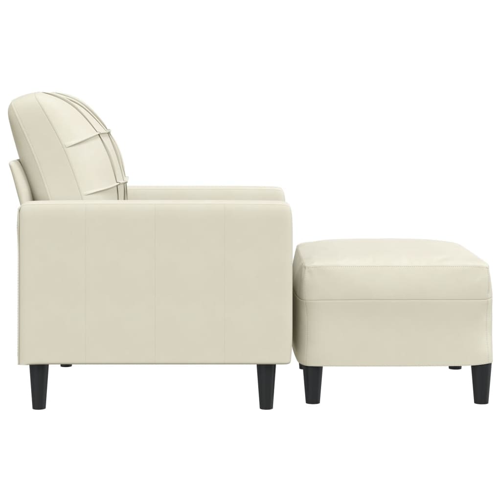 Poltrona com apoio de pés 60 cm veludo cor creme