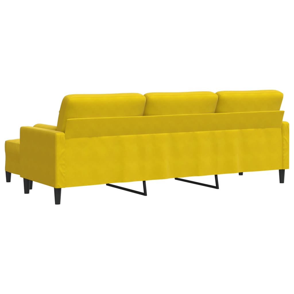 Sofá de 3 lugares com apoio de pés 210 cm veludo amarelo