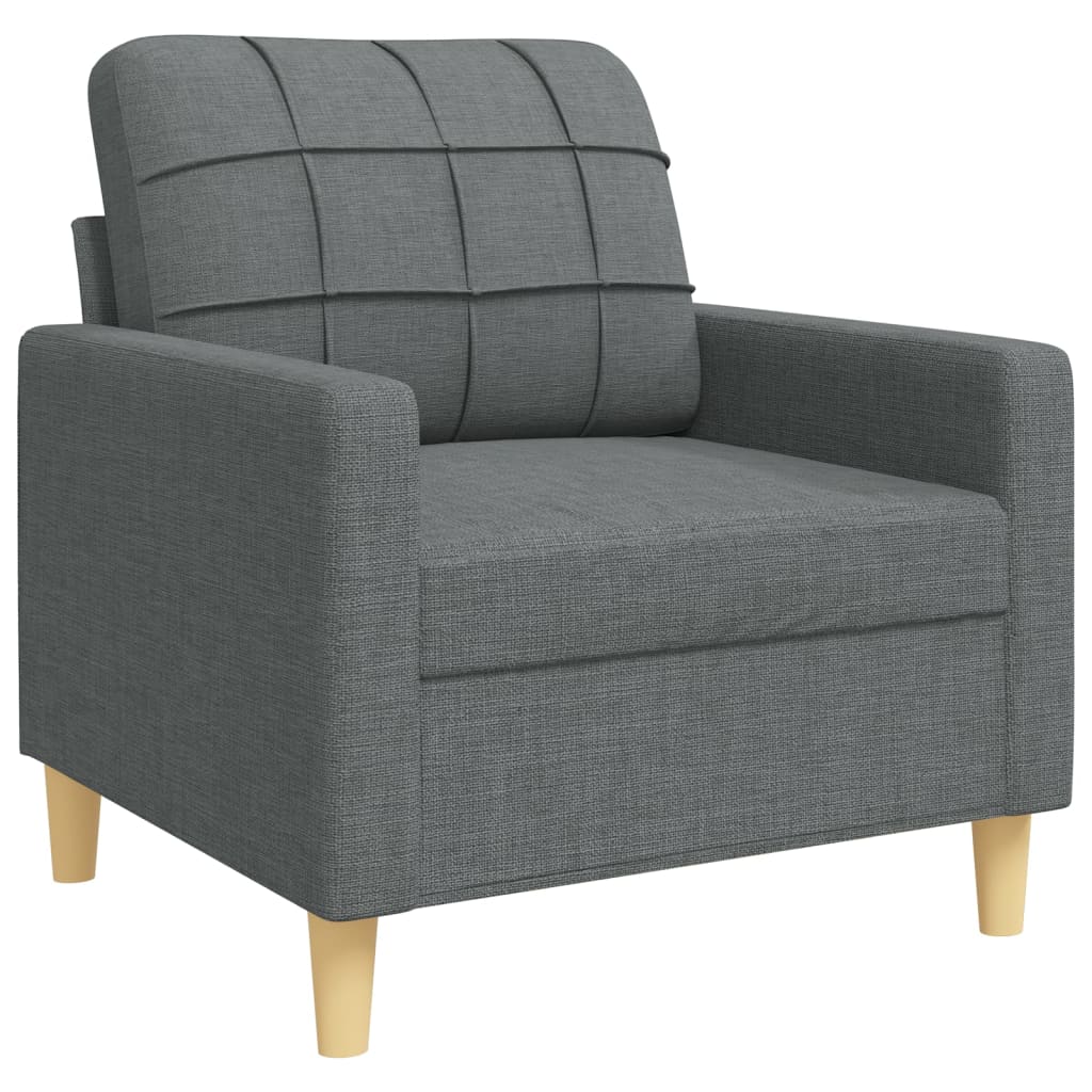 3 pcs dark grey fabric sofa set
