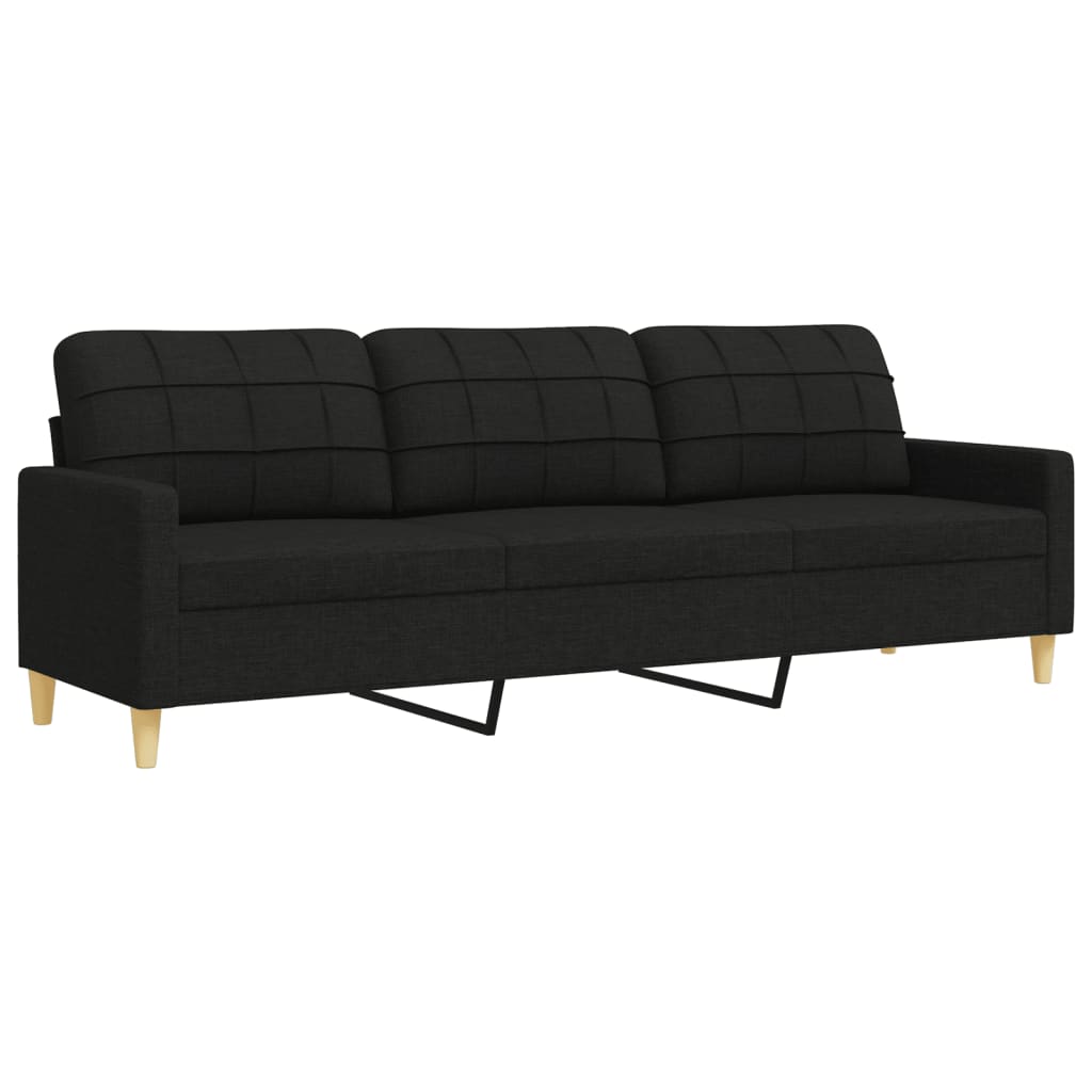 3 pcs black fabric sofa set