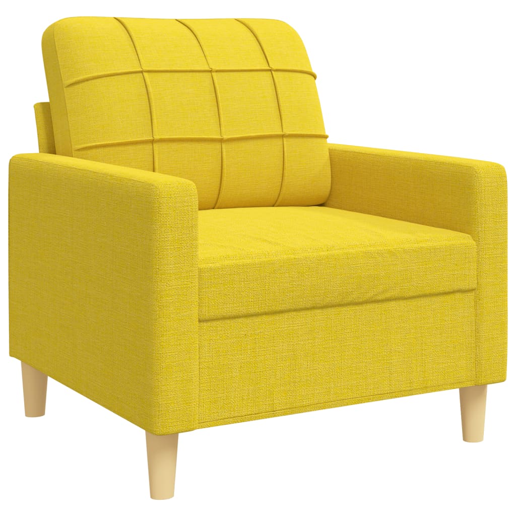 4 pcs sofa set with footstool light yellow fabric