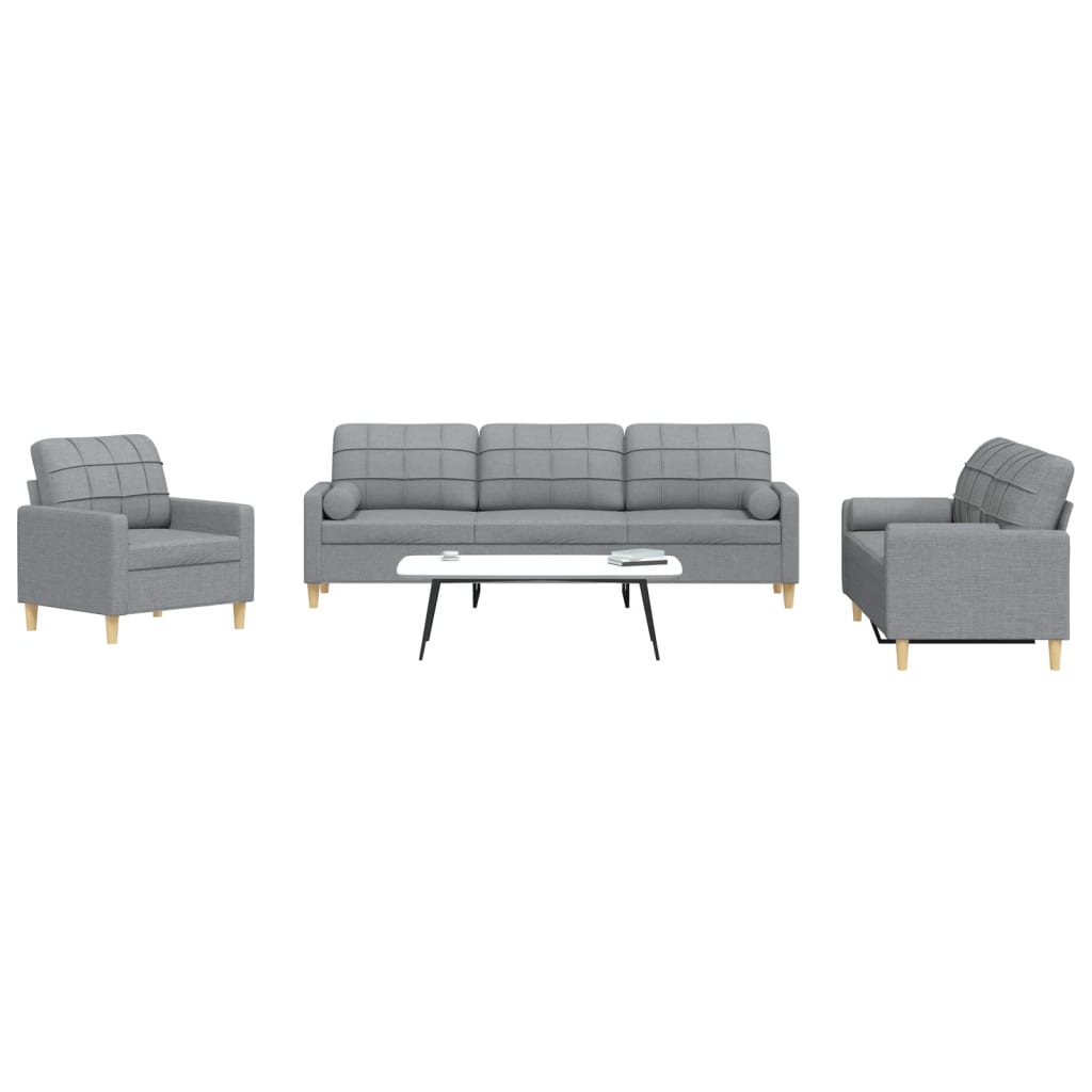 3 pcs sofa set with cushions dark grey fabric