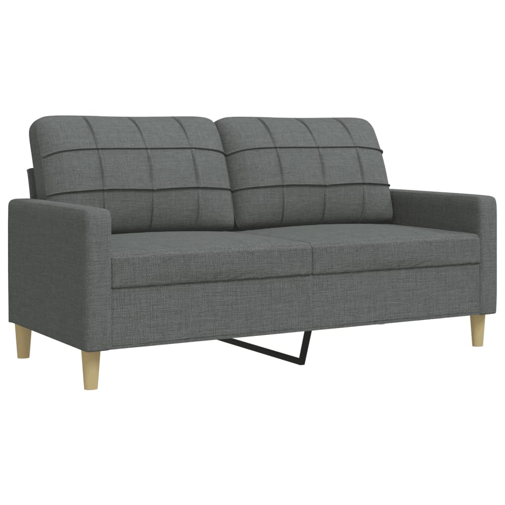 3 pcs conjunto de sofás com almofadões tecido cinzento-escuro