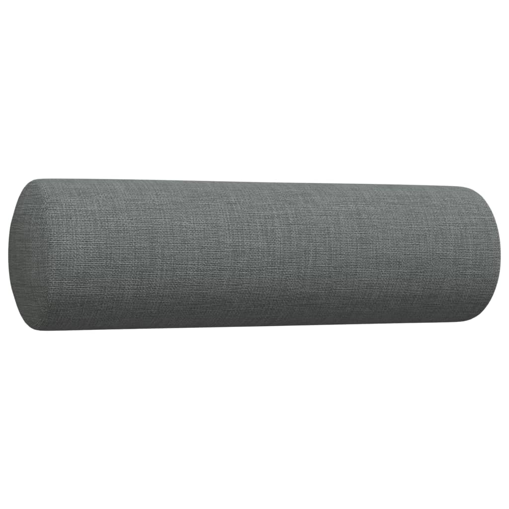 3 pcs conjunto de sofás com almofadões tecido cinzento-escuro