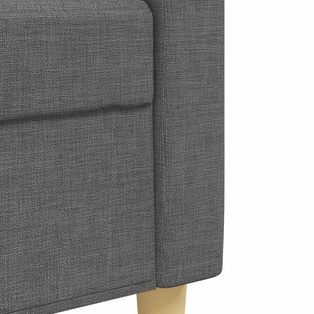 3 pcs conjunto de sofás com almofadões tecido cinzento-escuro