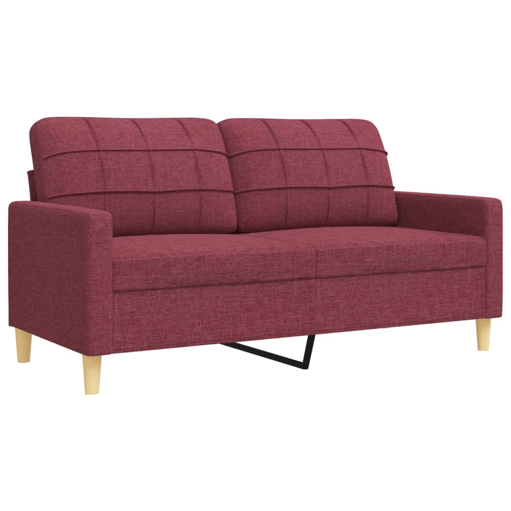 3 pcs conjunto de sofás com almofadas tecido vermelho-tinto