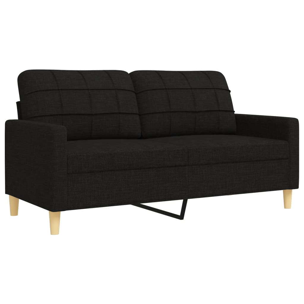 2 pcs black fabric sofa set