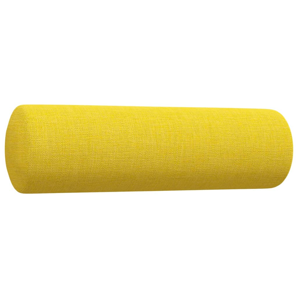 2 pcs conjunto de sofás com almofadas tecido amarelo-claro