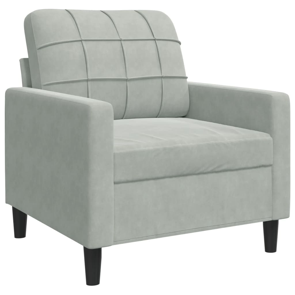 3 pcs sofa set with light grey velvet cushions