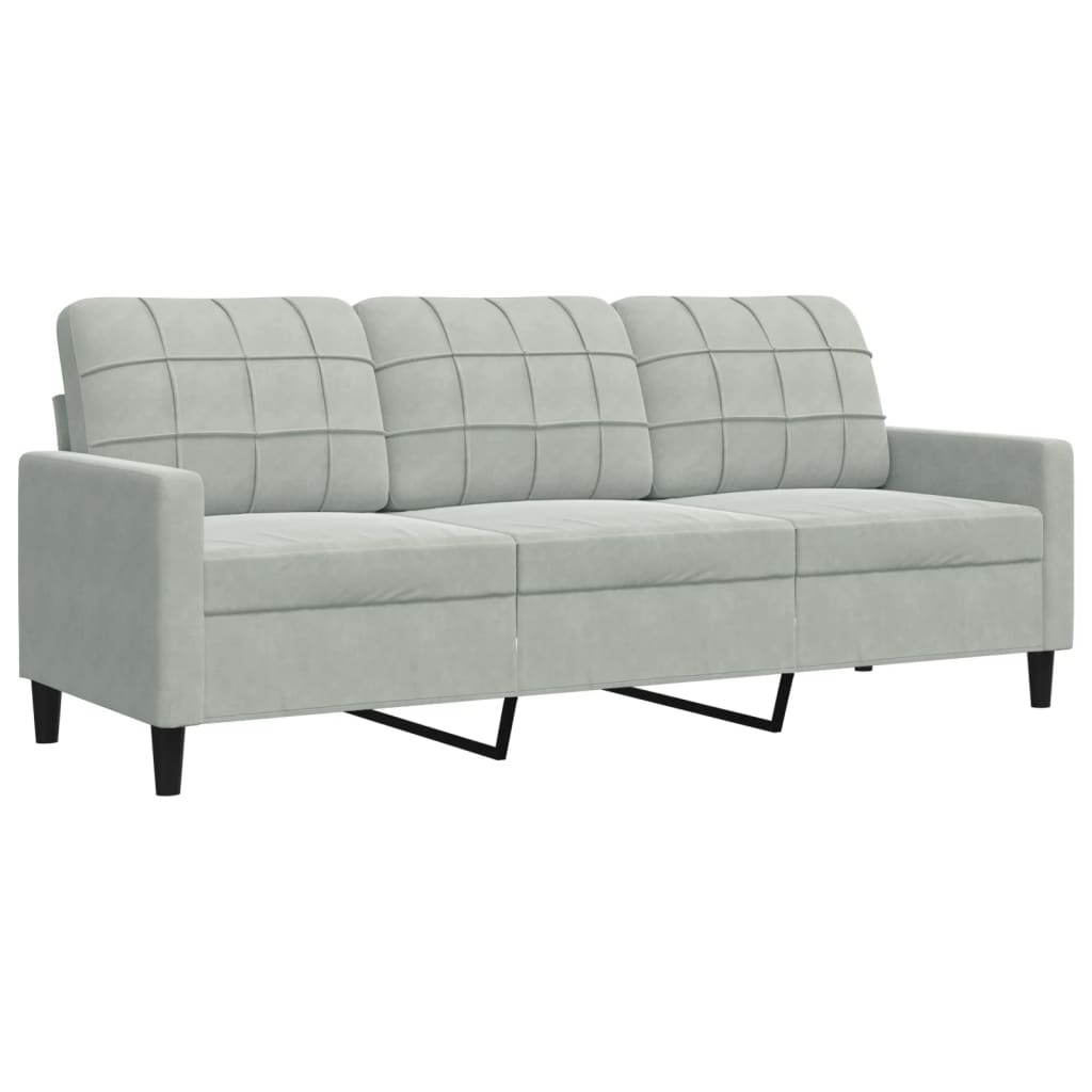 3 pcs sofa set with light grey velvet cushions