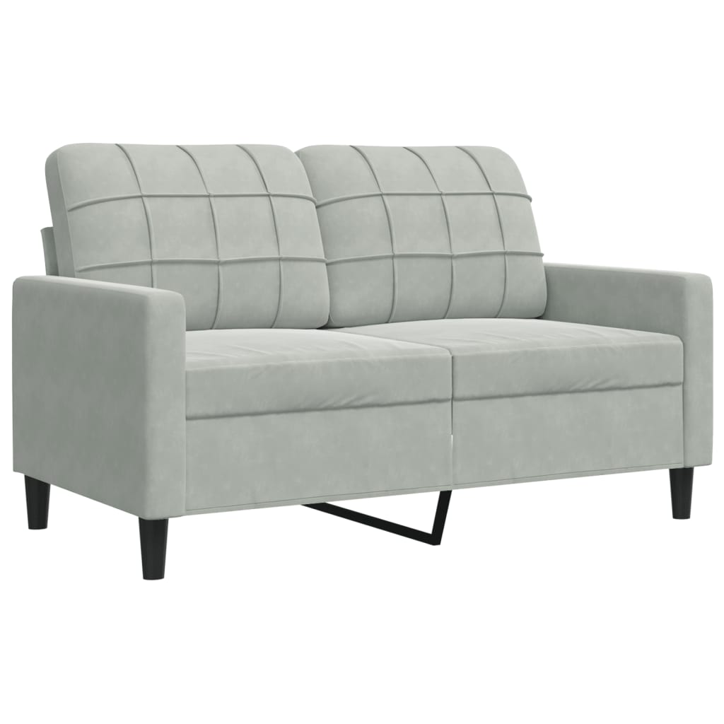 4 pcs conjunto de sofás com almofadões veludo cinzento-claro