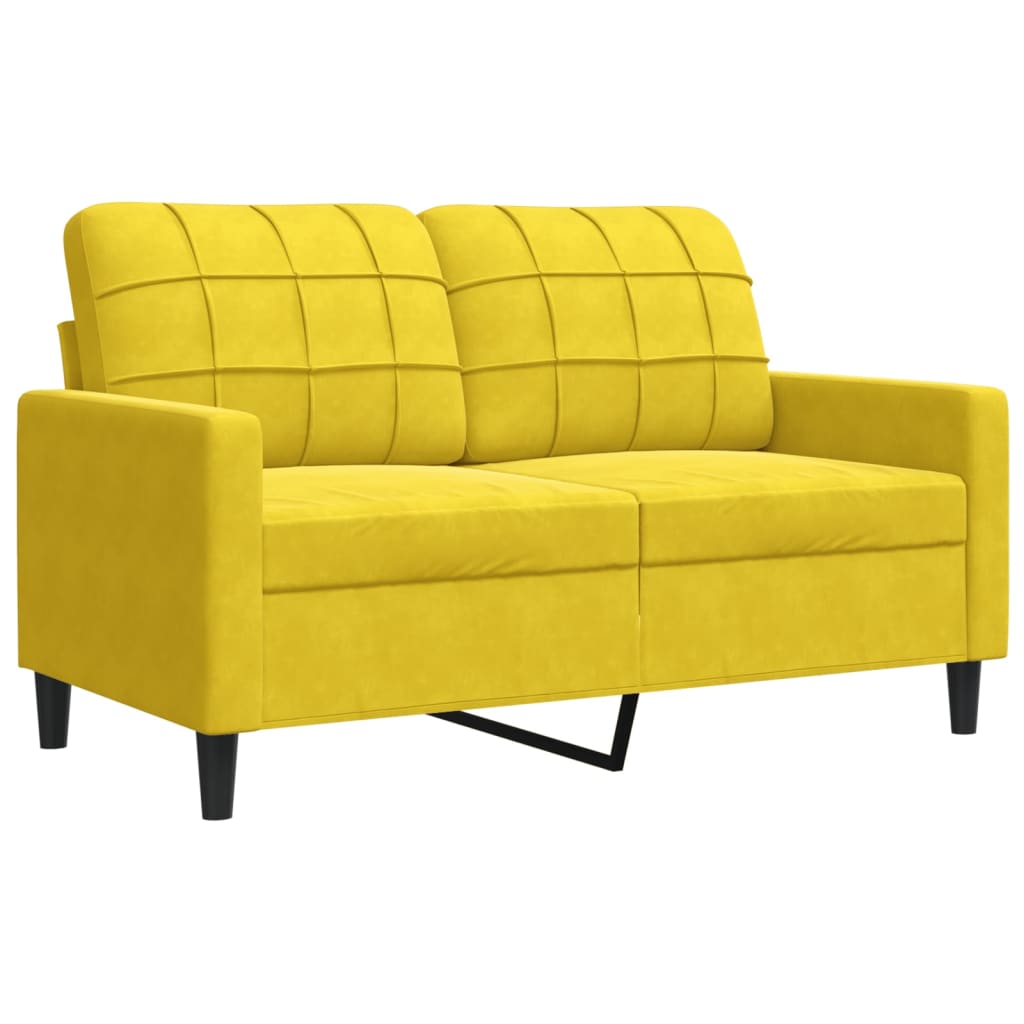 4 pcs conjunto de sofás com almofadões veludo amarelo