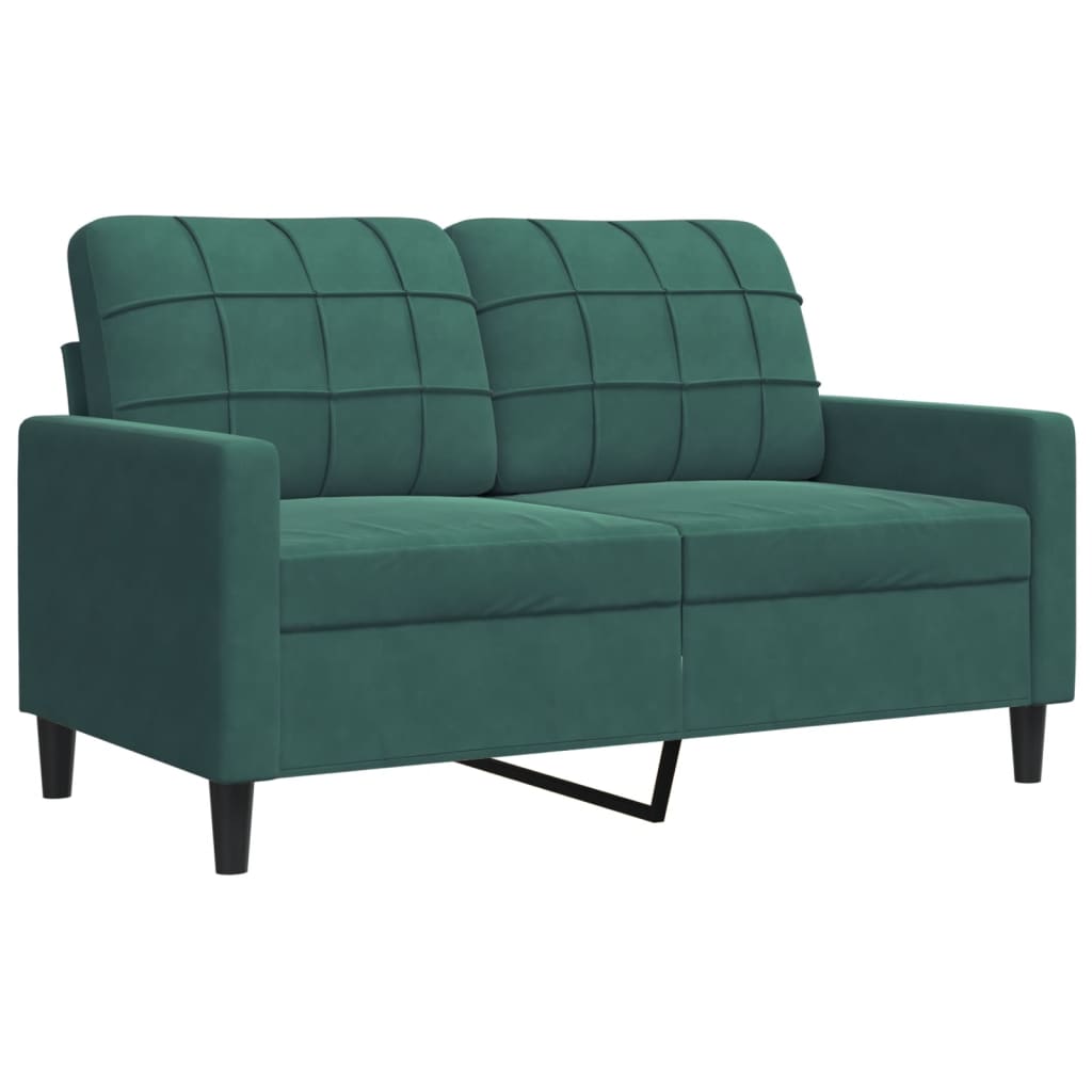 3 pcs conjunto sofás com almofadões e rolos veludo verde-escuro