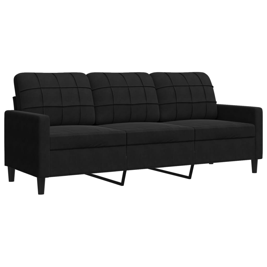 2 pcs conjunto de sofás com almofadões veludo preto