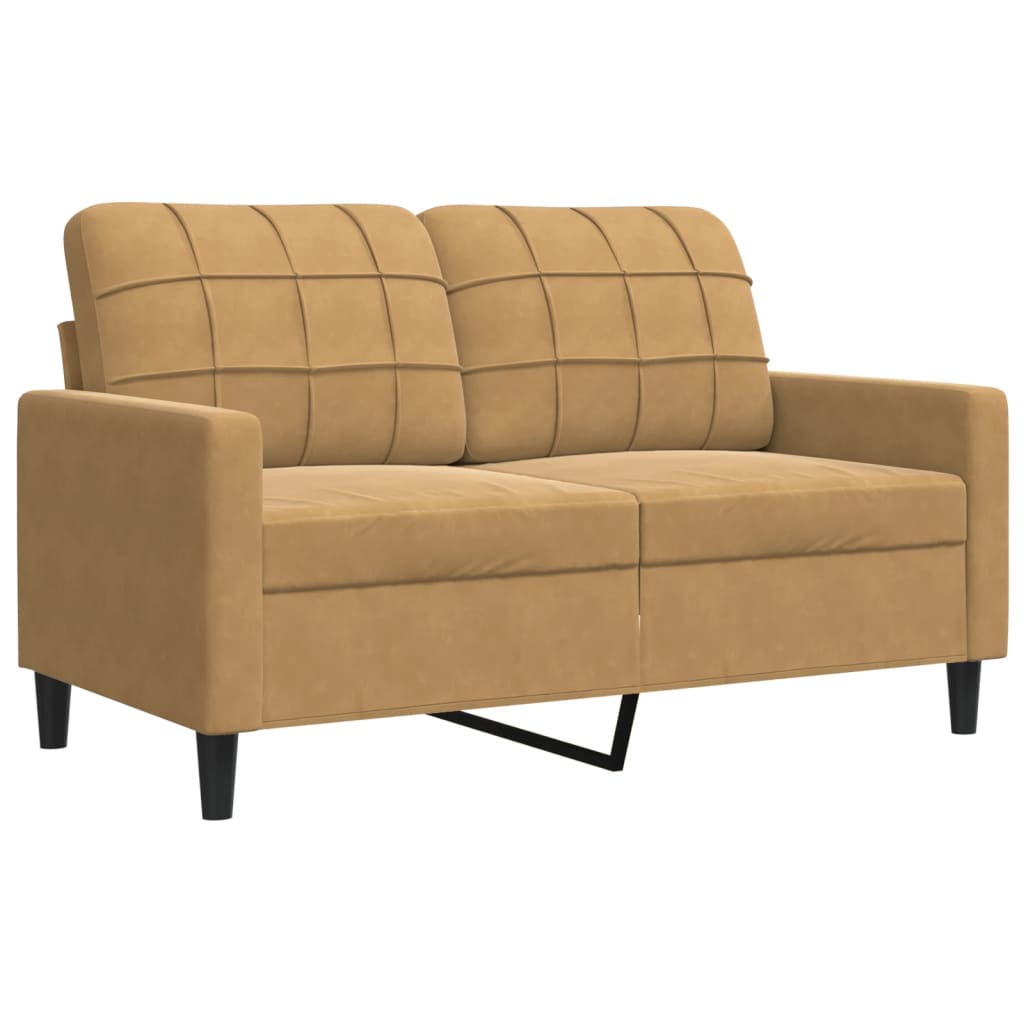 2 pcs sofa set with brown velvet cushions