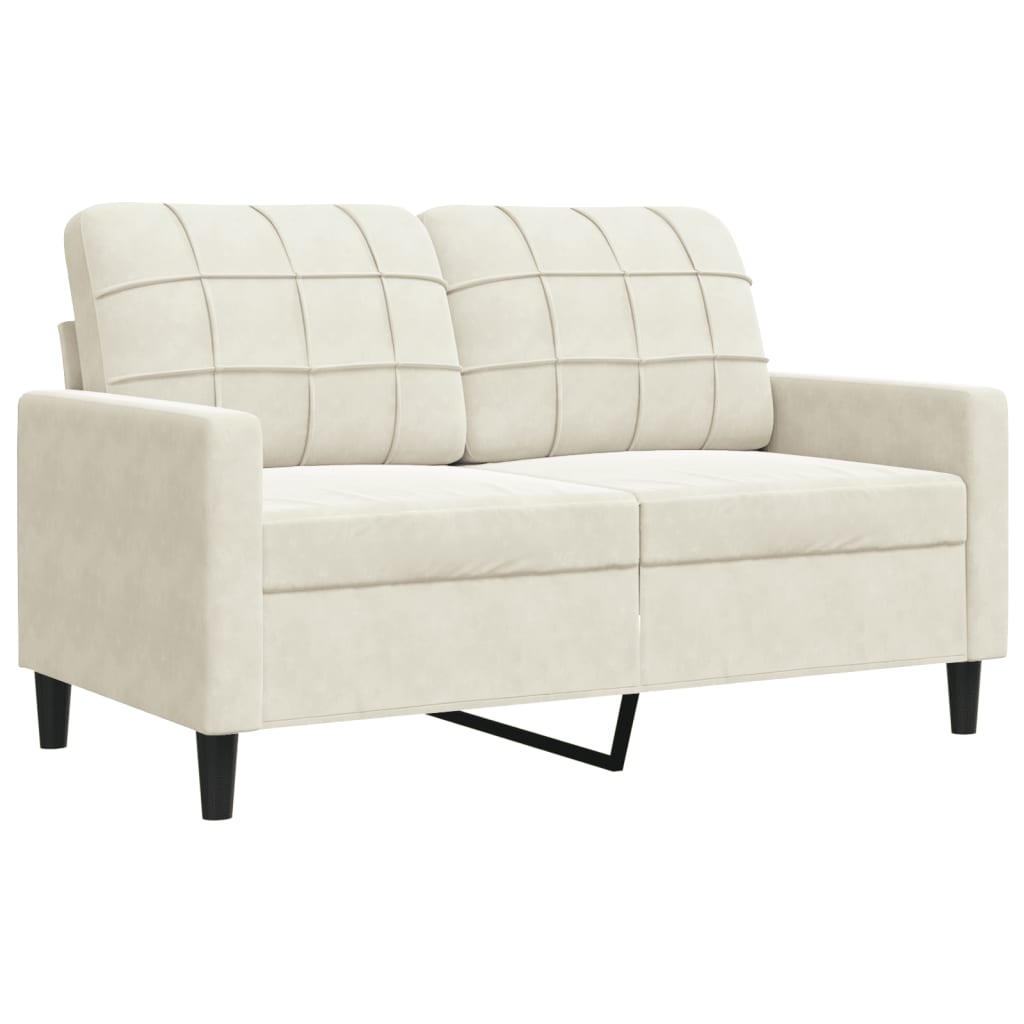 2 pcs conjunto de sofás com almofadões veludo cor creme