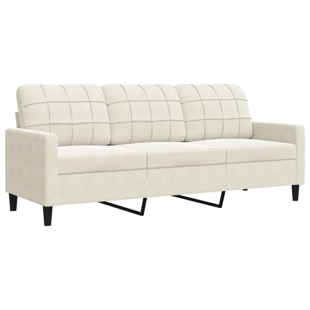 2 pcs conjunto de sofás com almofadões veludo cor creme