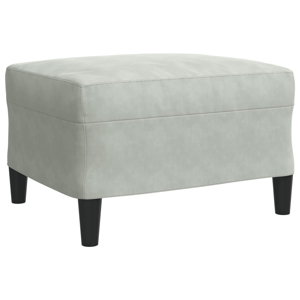 3 pcs conjunto de sofás com almofadões veludo cinzento-claro