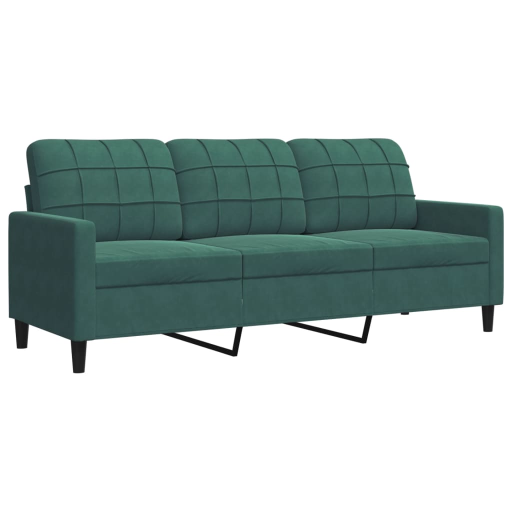 2 pcs conjunto sofás com almofadões e rolos veludo verde-escuro