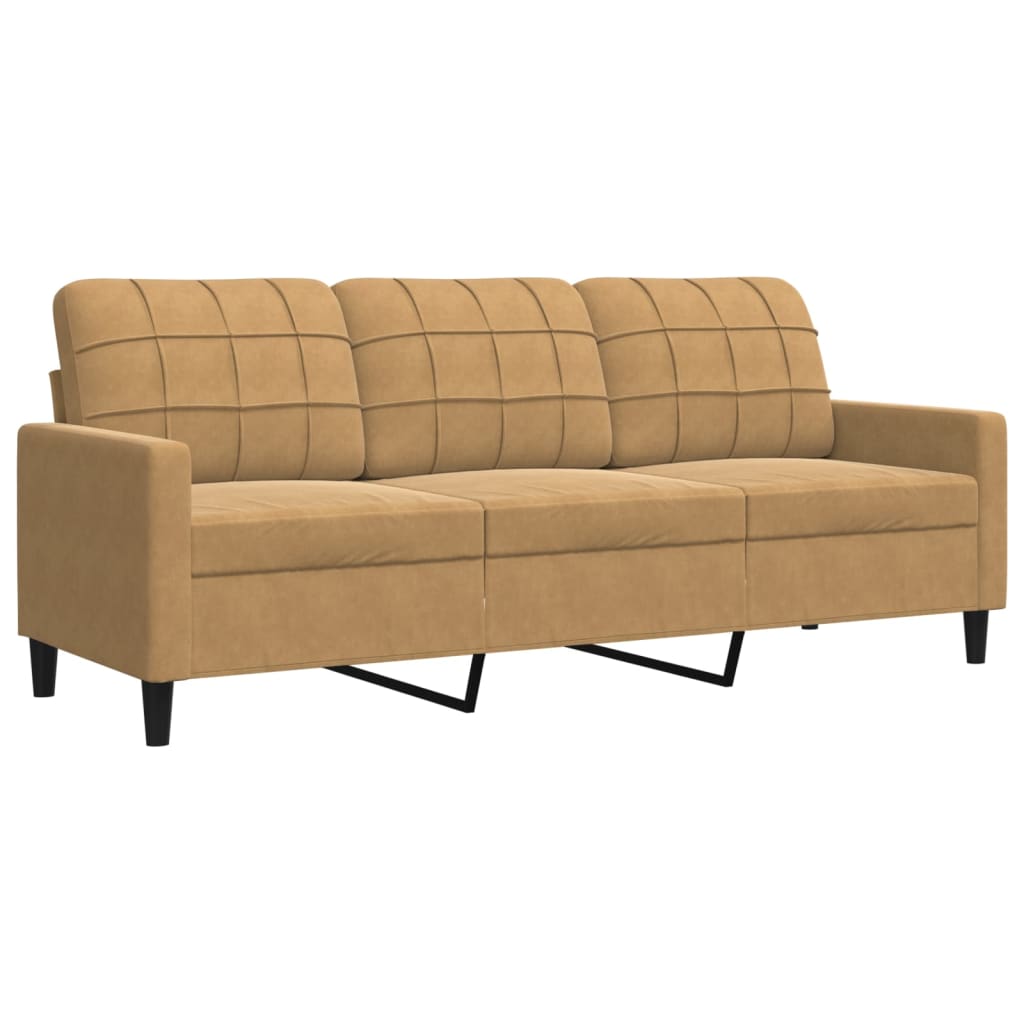 2 pcs conjunto de sofás com almofadões e rolos veludo castanho