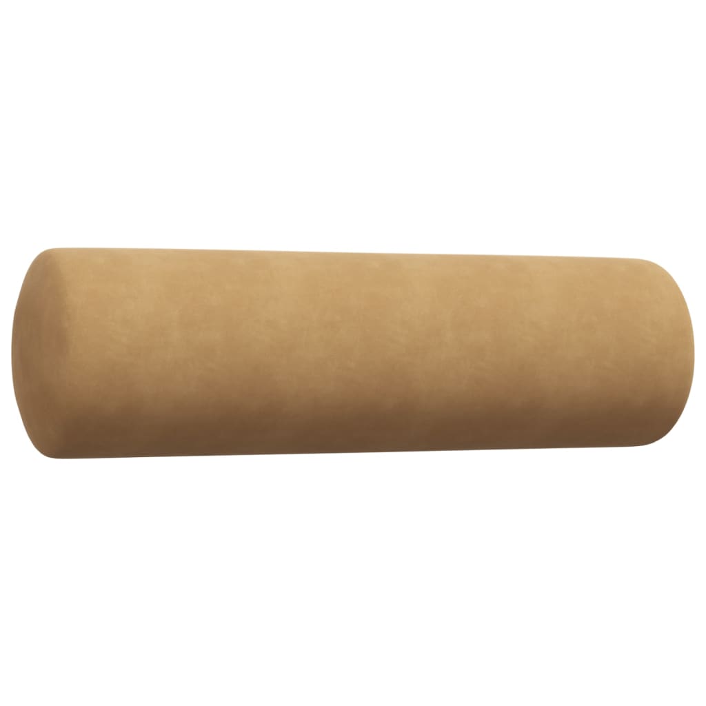 2 pcs conjunto de sofás com almofadões e rolos veludo castanho