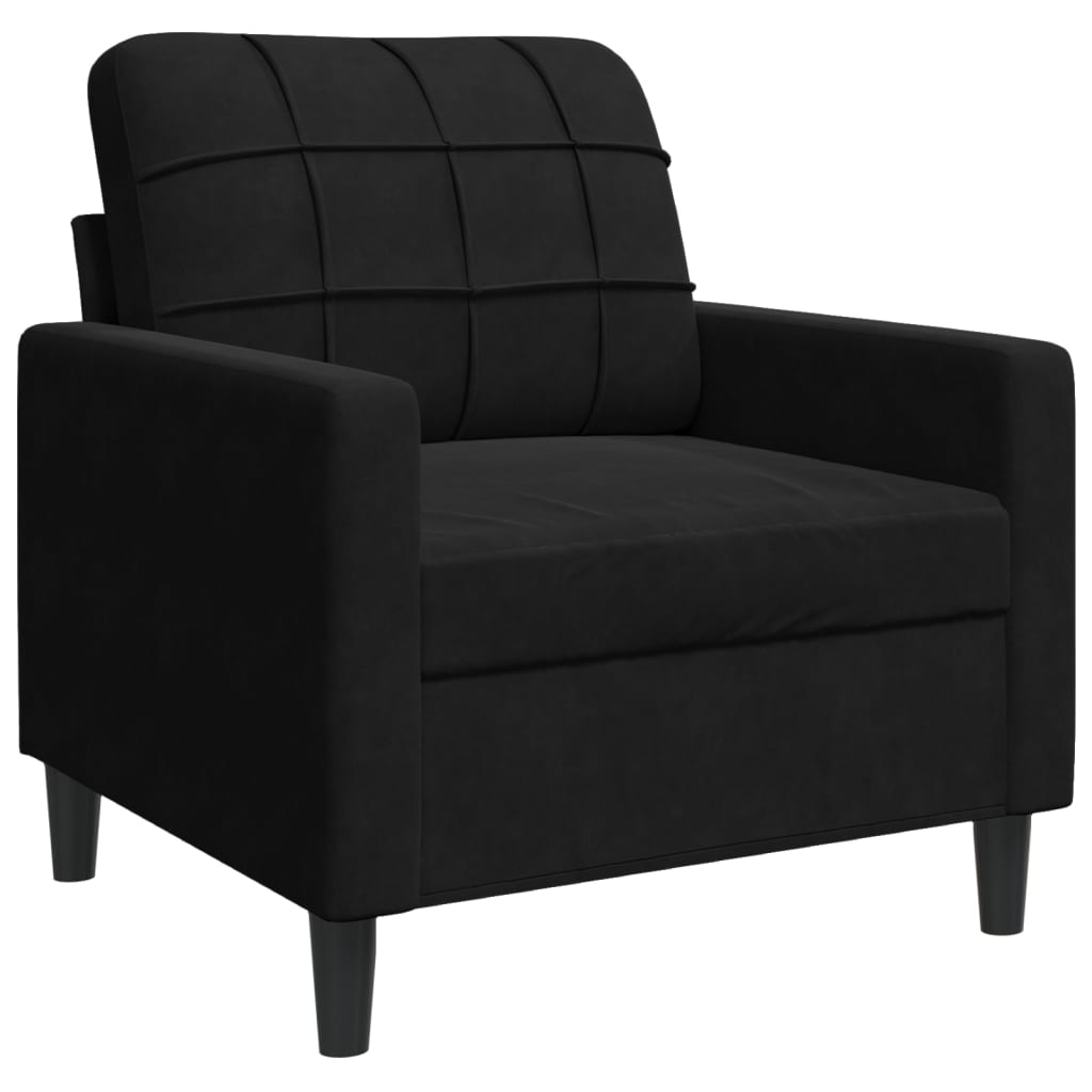 3 pcs conjunto de sofás com almofadões veludo preto