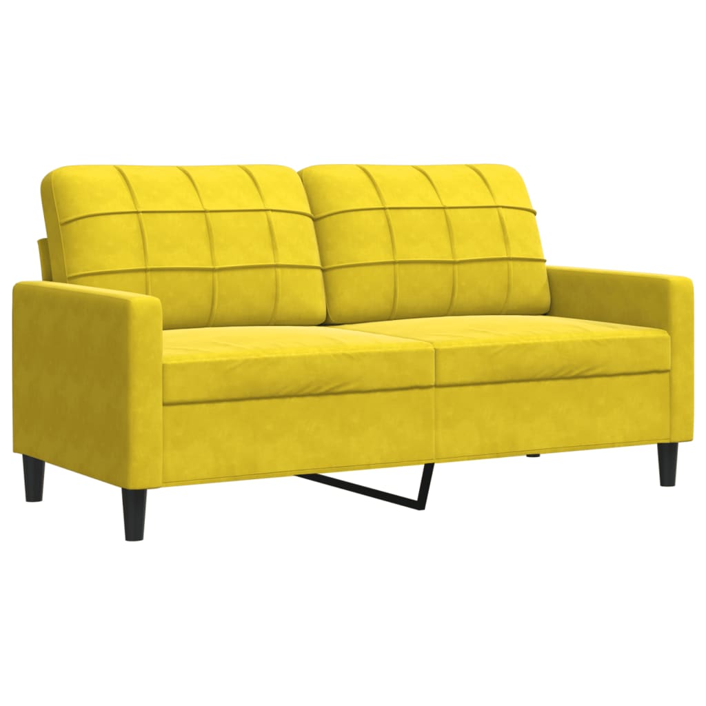 3 pcs conjunto de sofás com almofadões veludo amarelo