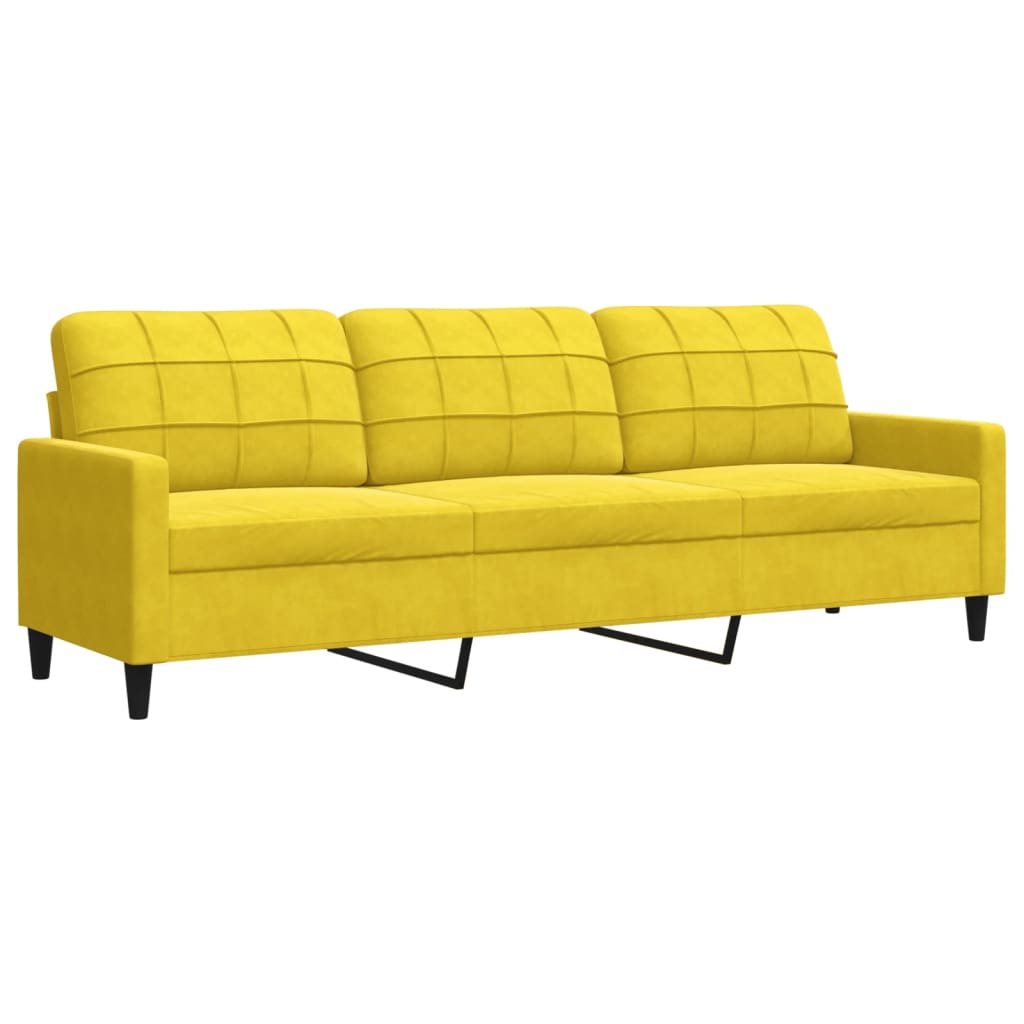 4 pcs conjunto de sofás com almofadões veludo amarelo