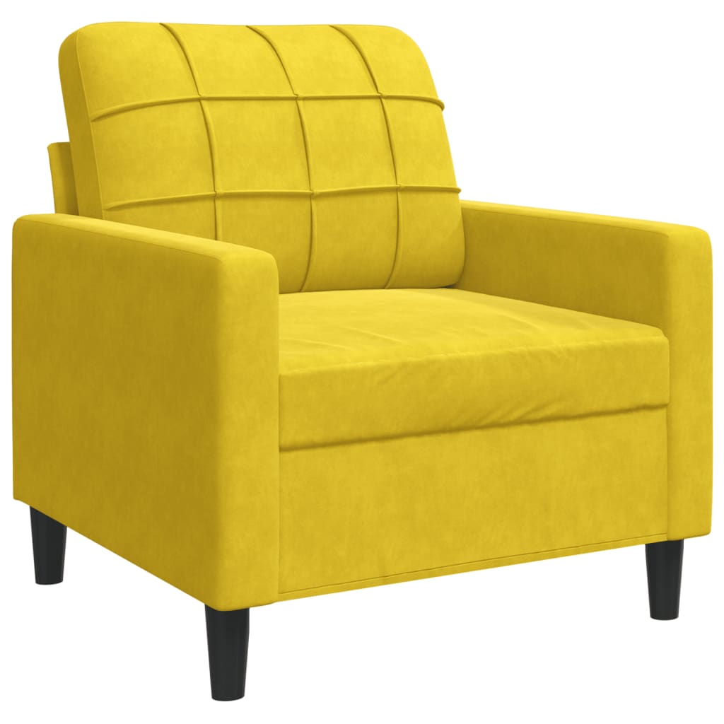 4 pcs conjunto de sofás com almofadões veludo amarelo
