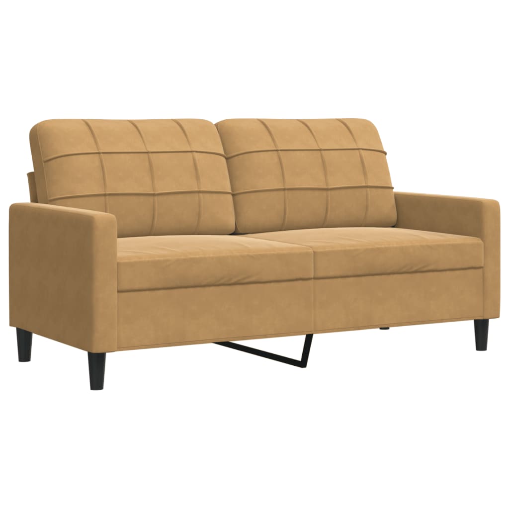 4 pcs conjunto de sofás com almofadões veludo castanho