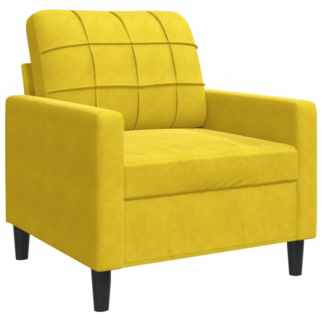 4 pcs conjunto de sofás com almofadões e rolos veludo amarelo