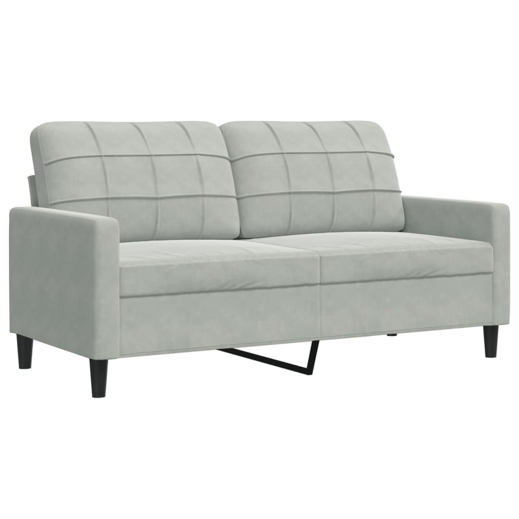 2 pcs conjunto de sofás com almofadões veludo cinzento-claro