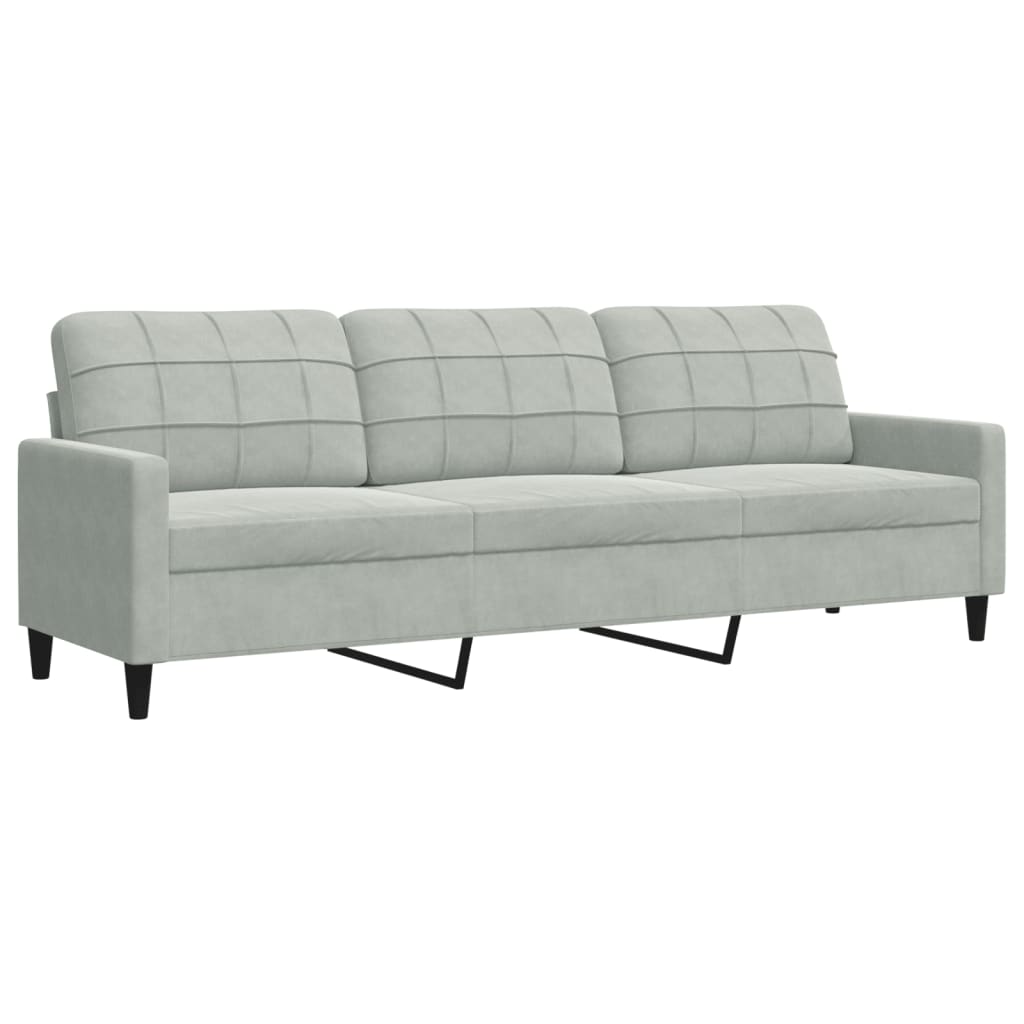 2 pcs conjunto de sofás com almofadões veludo cinzento-claro