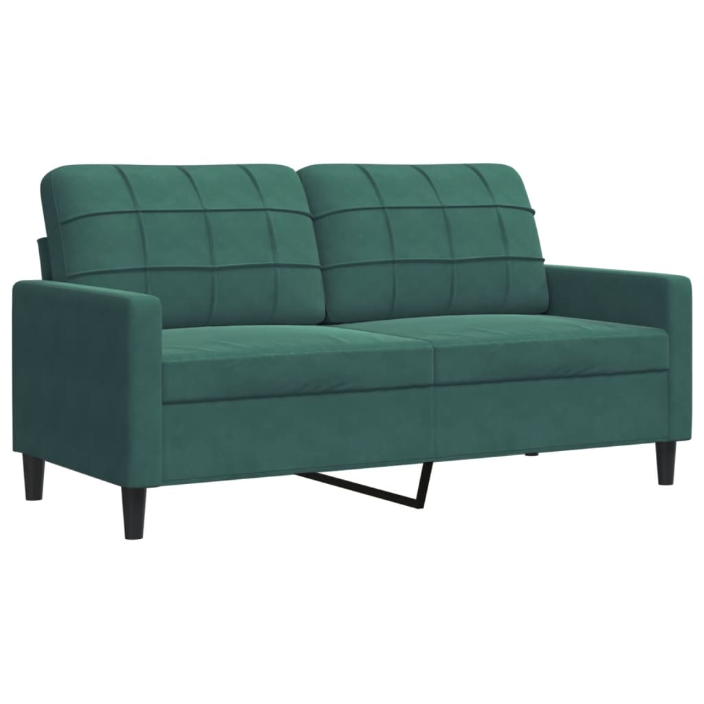 2 pcs conjunto de sofás com almofadões veludo verde-escuro