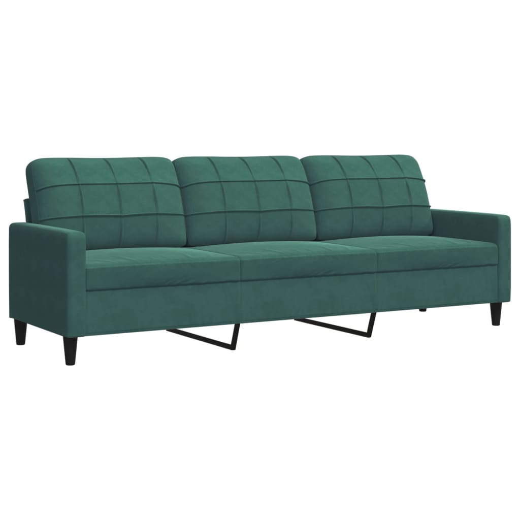 2 pcs conjunto sofás com almofadões e rolos veludo verde-escuro
