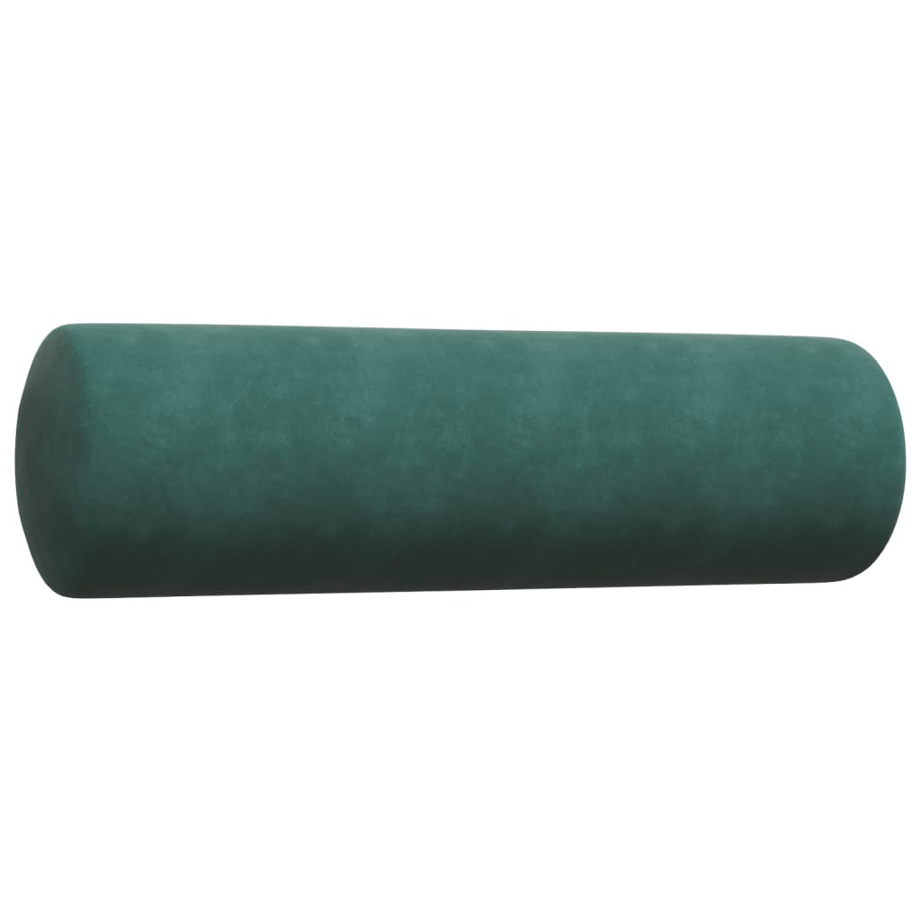 2 pcs conjunto sofás com almofadões e rolos veludo verde-escuro
