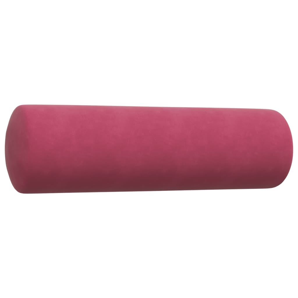 2pcs conjunto sofás c/ almofadões e rolos veludo vermelho tinto