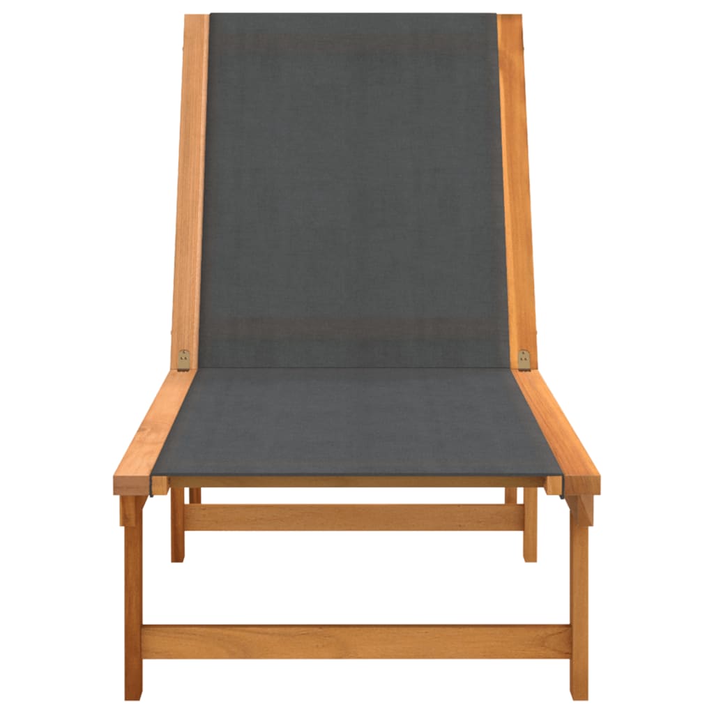 Sun loungers 2 pcs solid acacia wood/textilene black