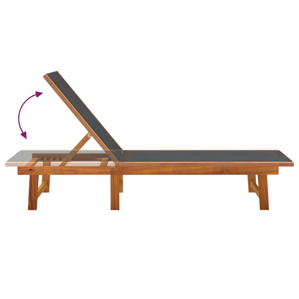 Sun loungers 2 pcs solid acacia wood/textilene black