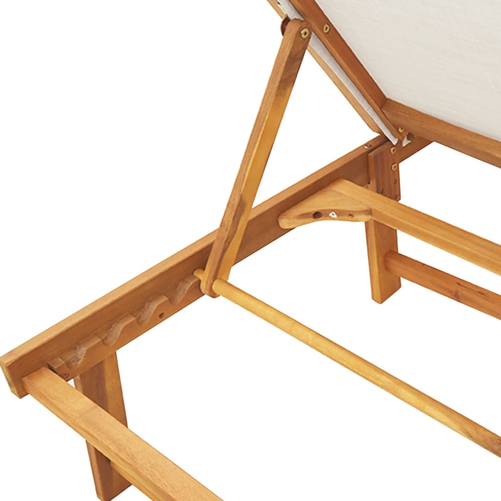 Sun loungers 2 pcs solid acacia wood/textilene grey