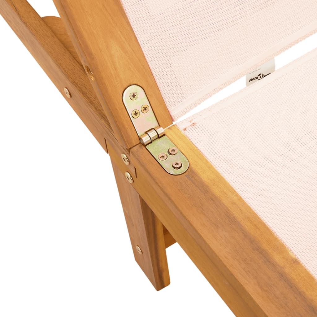Sun loungers with table 2 pcs solid acacia/textilene cream