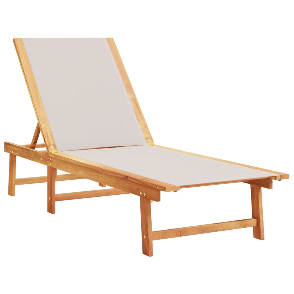 Sun loungers with table 2 pcs solid acacia/textilene grey