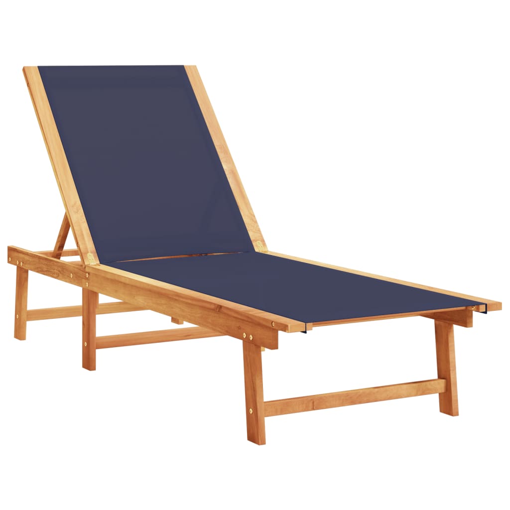 Sun loungers with table 2 pcs solid acacia/textilene blue