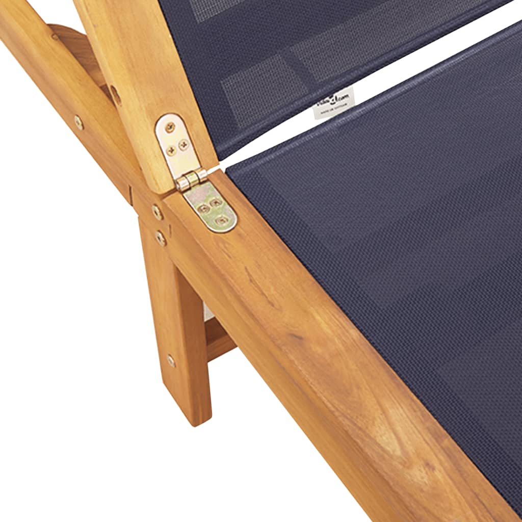 Sun loungers with table 2 pcs solid acacia/textilene blue