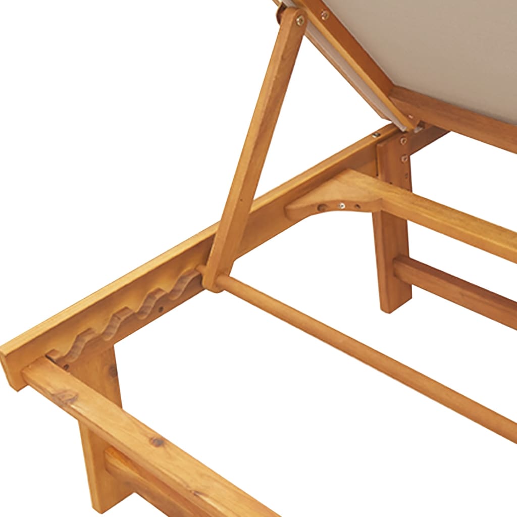 Sun loungers + table 2pcs acacia/textilene grey-brown