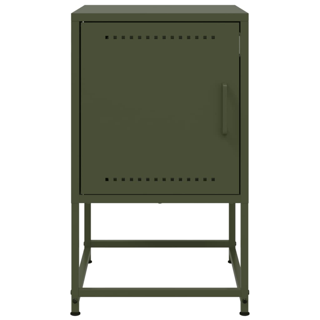 Mesas de cabeceira 2 pcs 36x39x60,5 cm aço verde azeitona