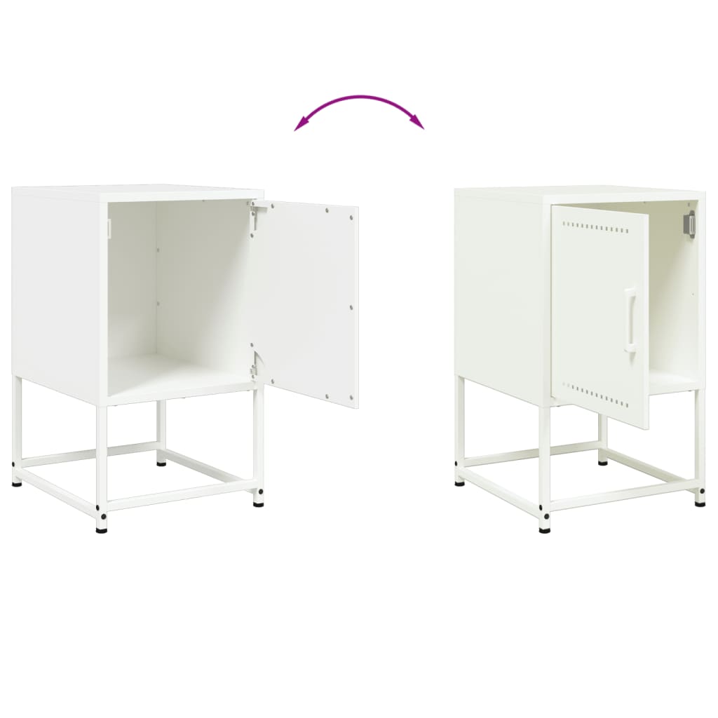Mesas de cabeceira 2 pcs 36x39x60,5 cm aço branco